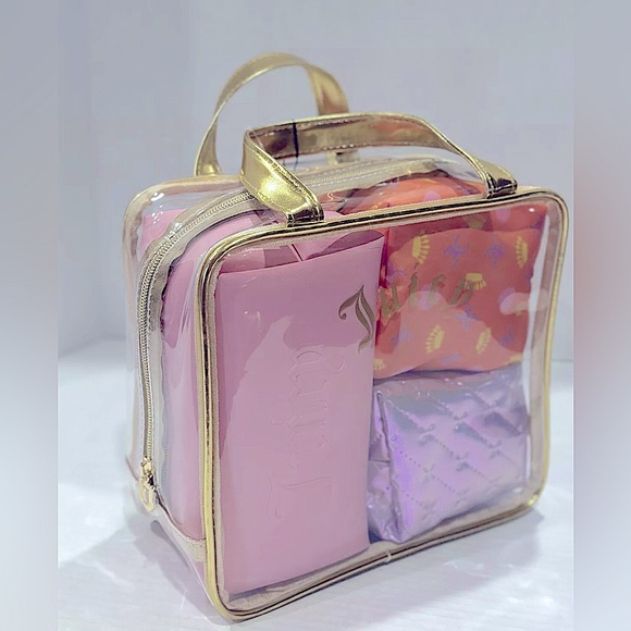 Juicy Couture 4 Piece Nested Cosmetic Storage Bag Set w/ travel Toiletry Bottle - Picture 5 of 6